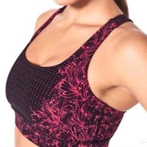 Lululemon **Rare** Energy Bra Pink and Black Dot and Floral Pattern Size 10
